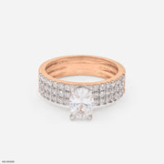 Three-Row Pave Oval Ring 9K Rose Gold