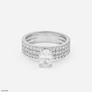 Three-Row Pave Oval Ring 9K White Gold