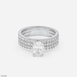Three-Row Pave Oval Ring 14K Yellow Gold
