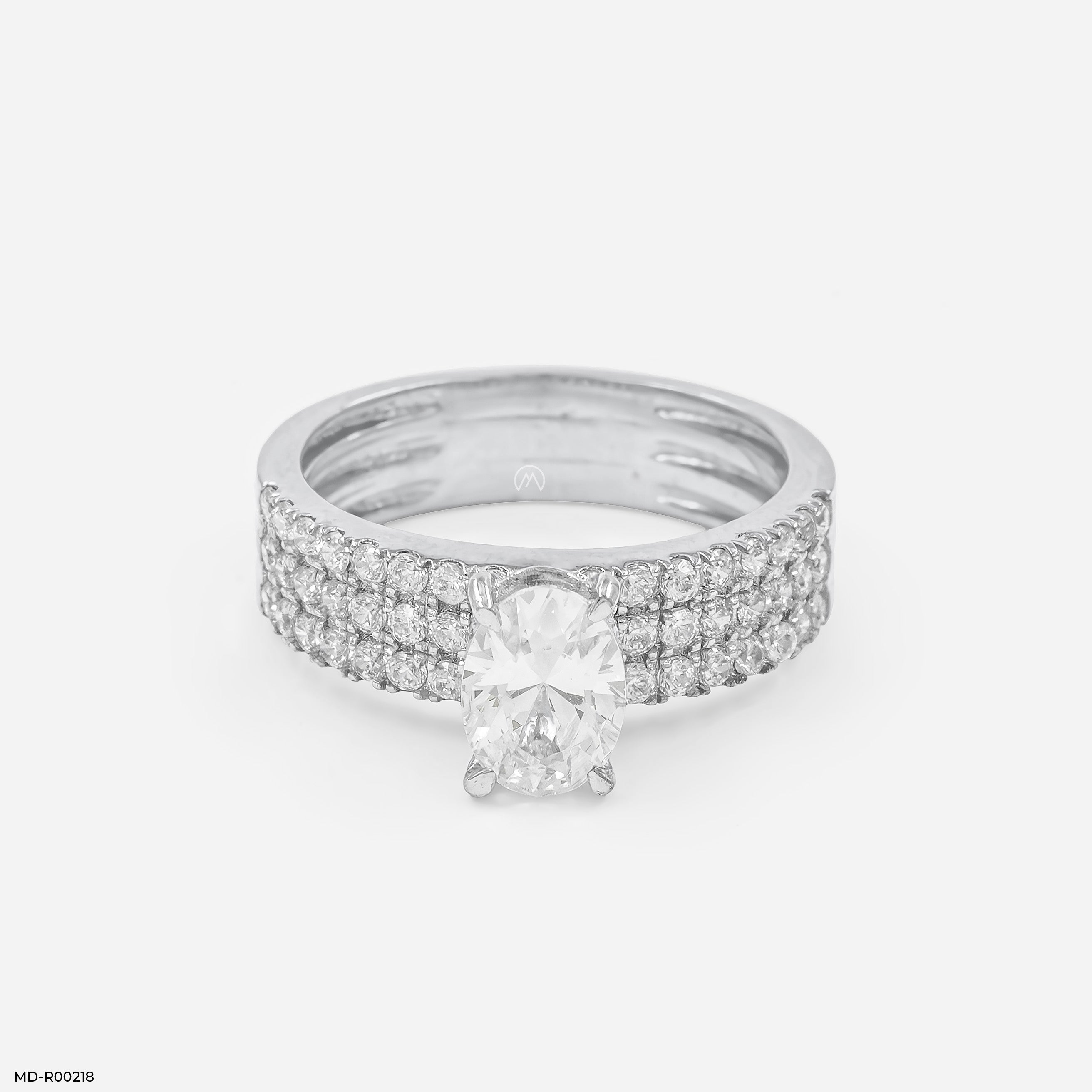Three-Row Pave Oval Ring