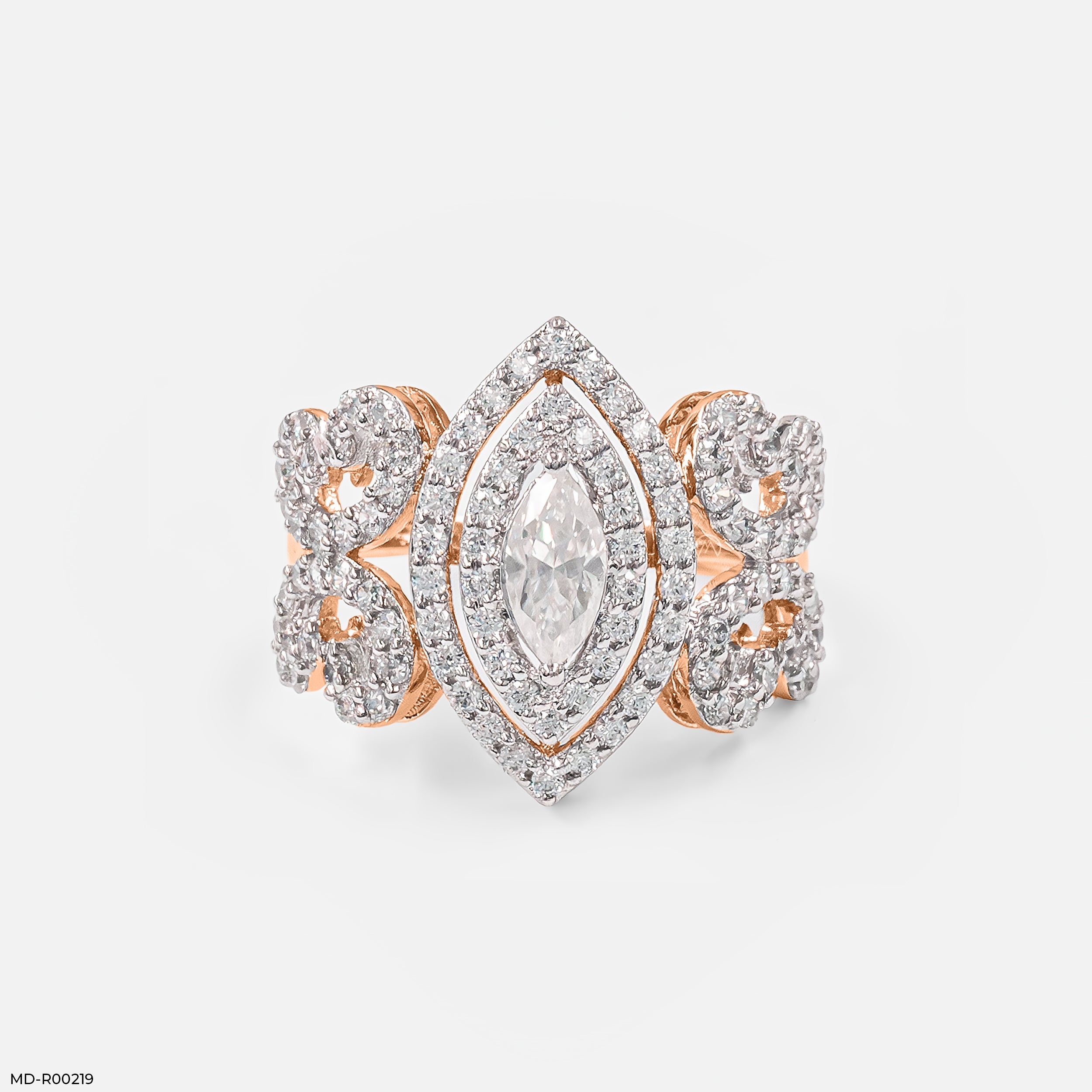 Zoraya dual halo Diamond Rings 9K Rose Gold