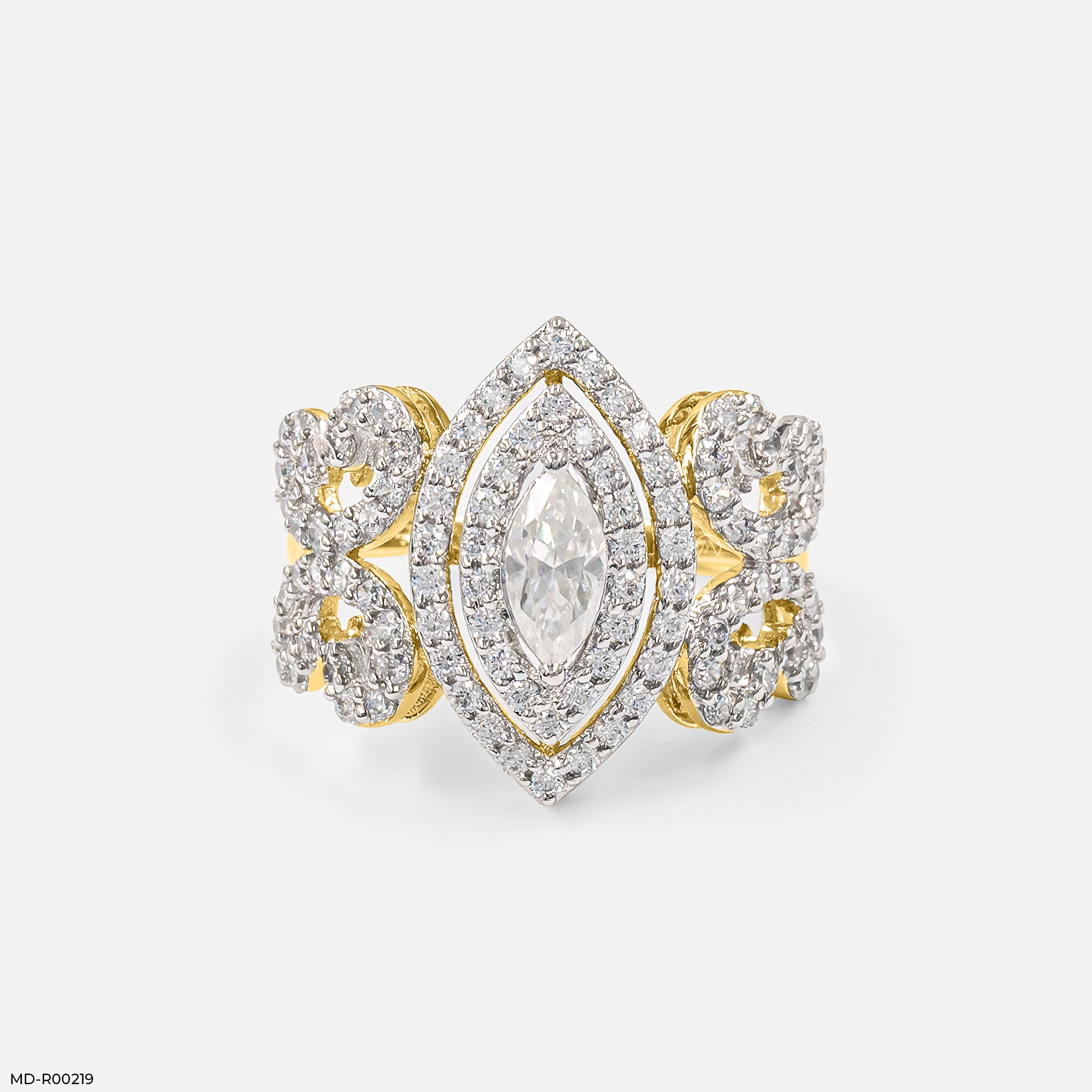 Zoraya dual halo Diamond Rings 9K Yellow Gold