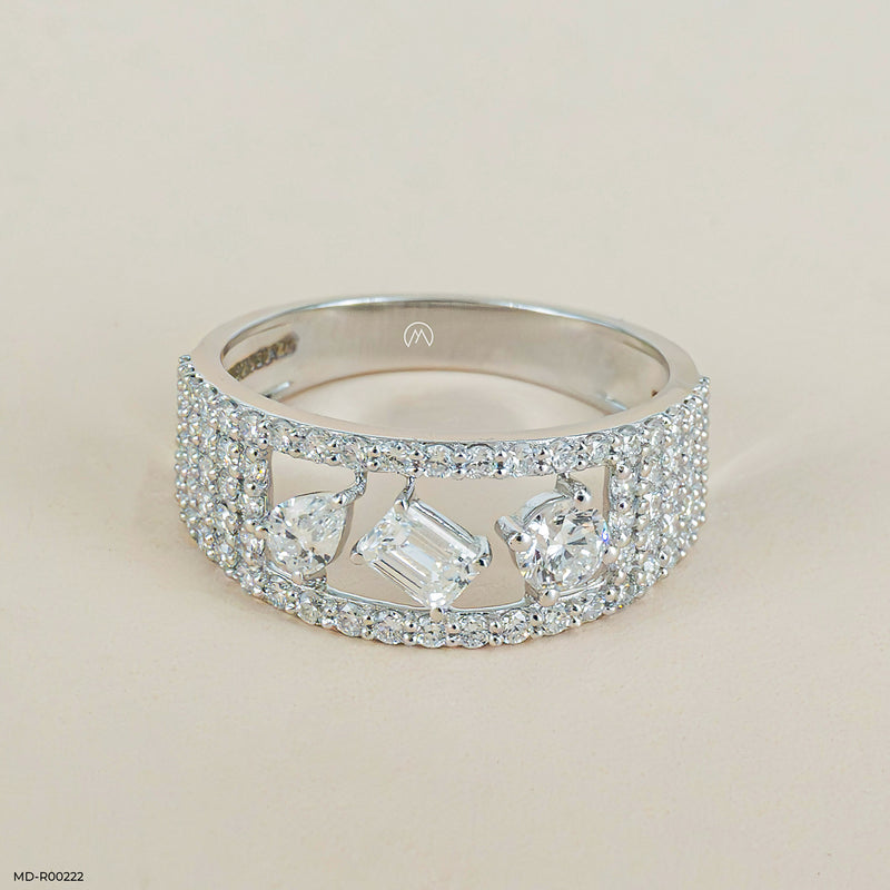 Multi Shape Diamond Band 14K White Gold