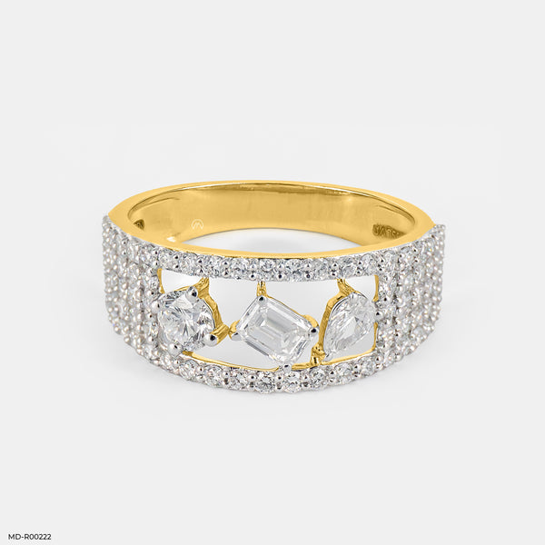 Multi Shape Diamond Band 14K Yellow Gold