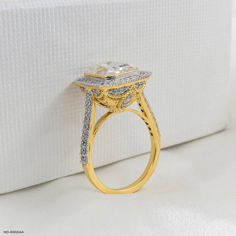 Glowy Emerald Diamond Rings 14K White Gold