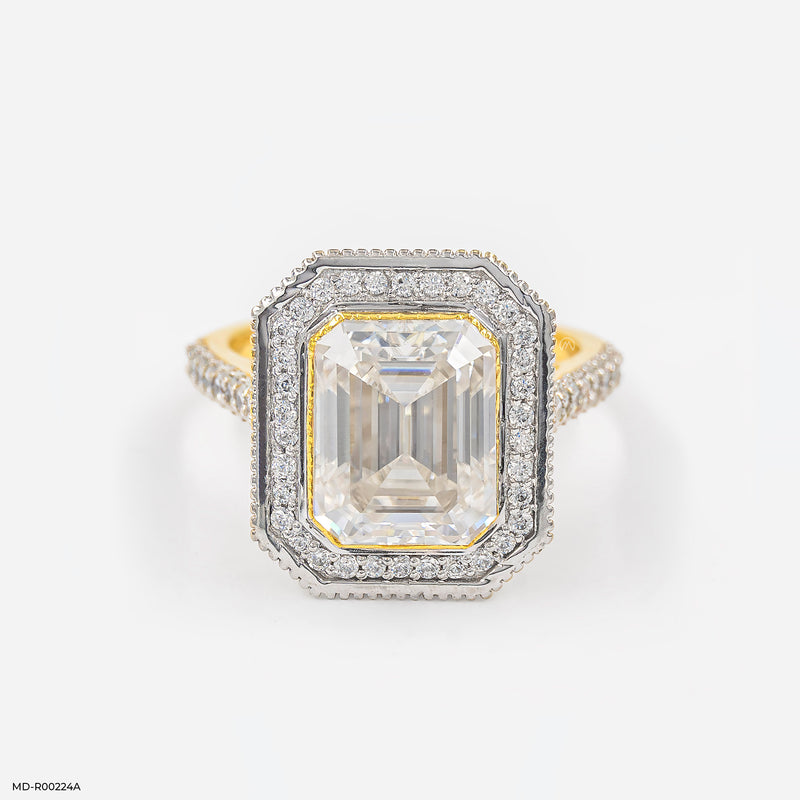 Glowy Emerald Diamond Rings 14K White Gold