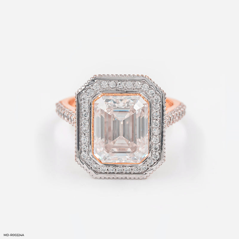 Glowy Emerald Diamond Rings 14K White Gold