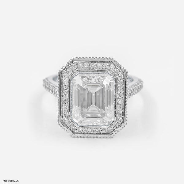 3 Carat Emerald Cut Solitaire Halo Ring Platinum 950