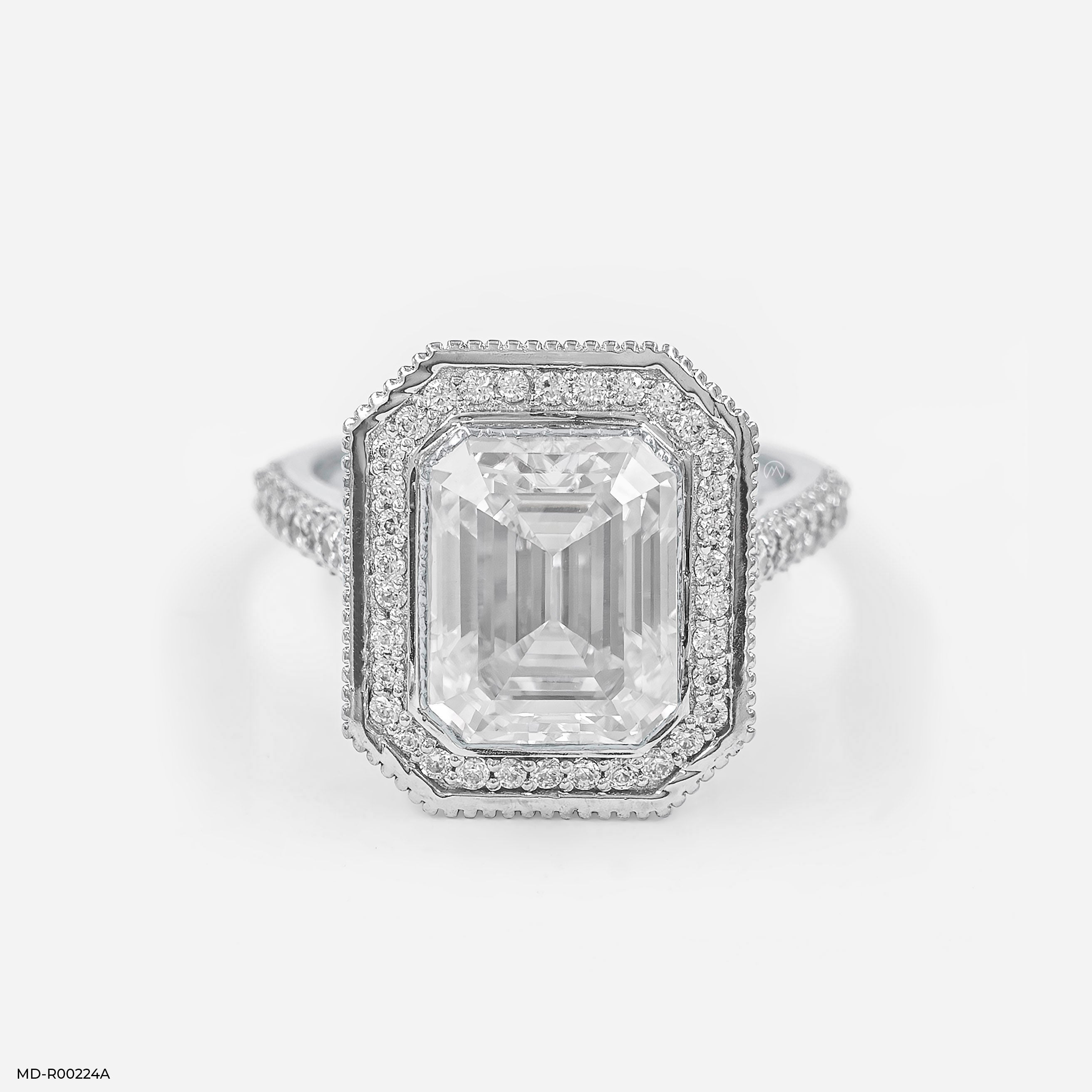 3 Carat Emerald Cut Solitaire Halo Ring