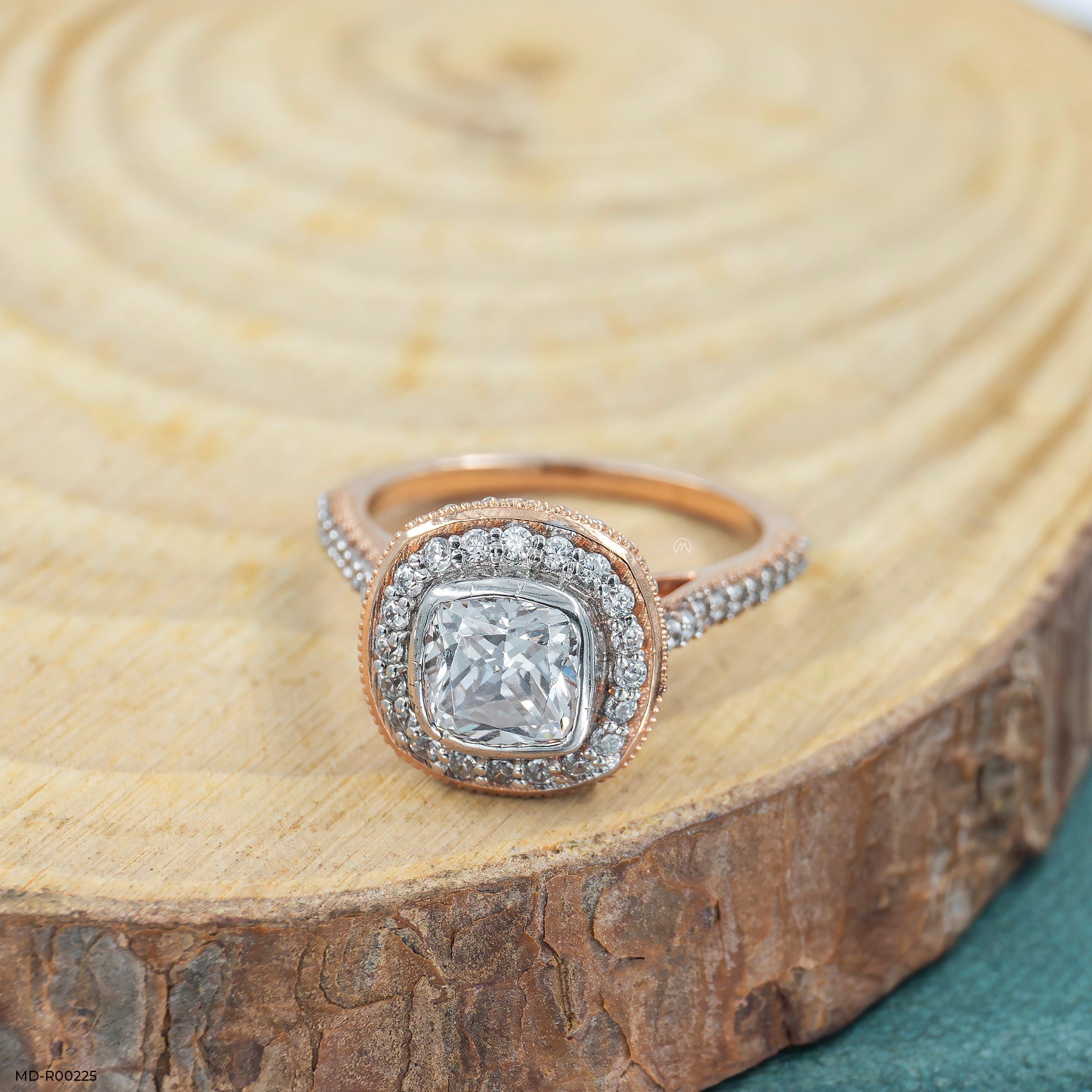 1.5 Carat Cushion Solitaire Halo Ring Platinum 950