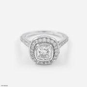 1.5 Carat Cushion Solitaire Halo Ring Platinum 950