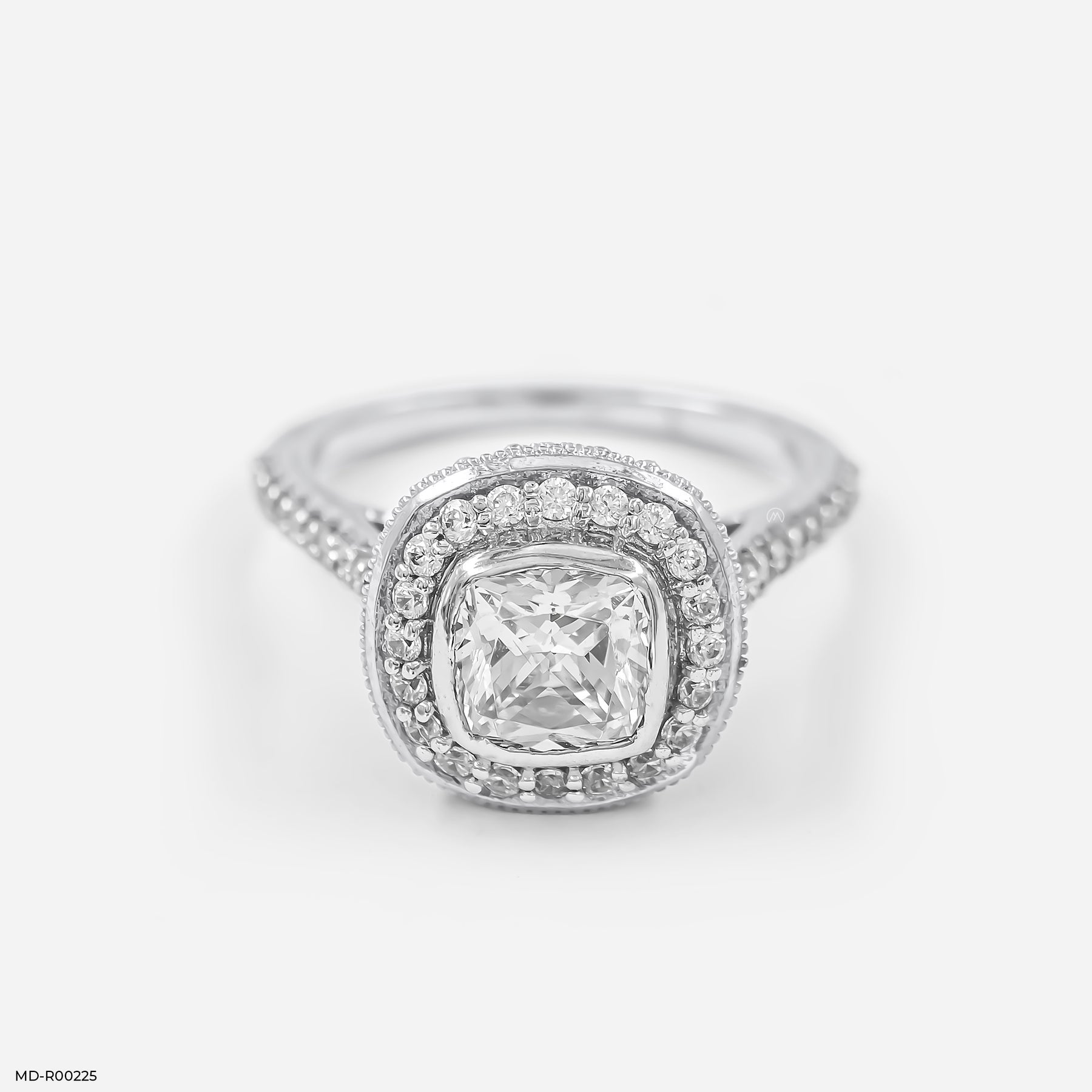 1.5 Carat Cushion Solitaire Halo Ring 9K Rose Gold