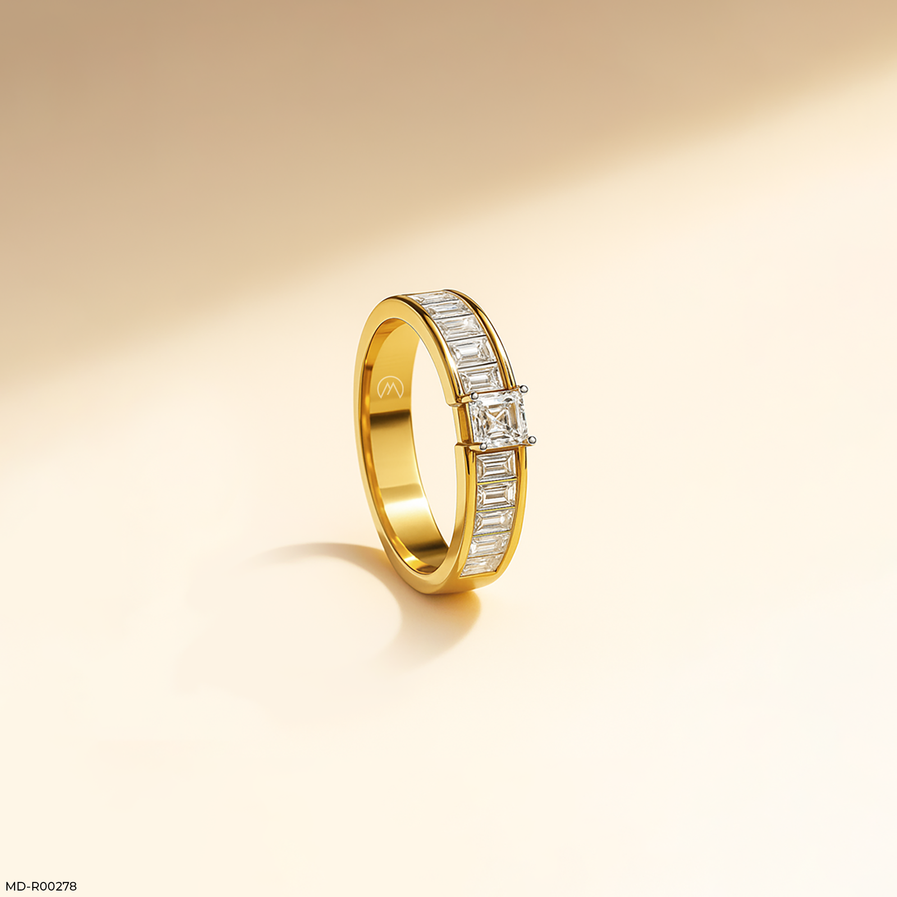 Emerald Cut Diamond Ring 14K Yellow Gold