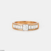 Emerald Cut Diamond Ring 9K Rose Gold