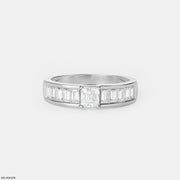Emerald Cut Diamond Ring 9K White Gold