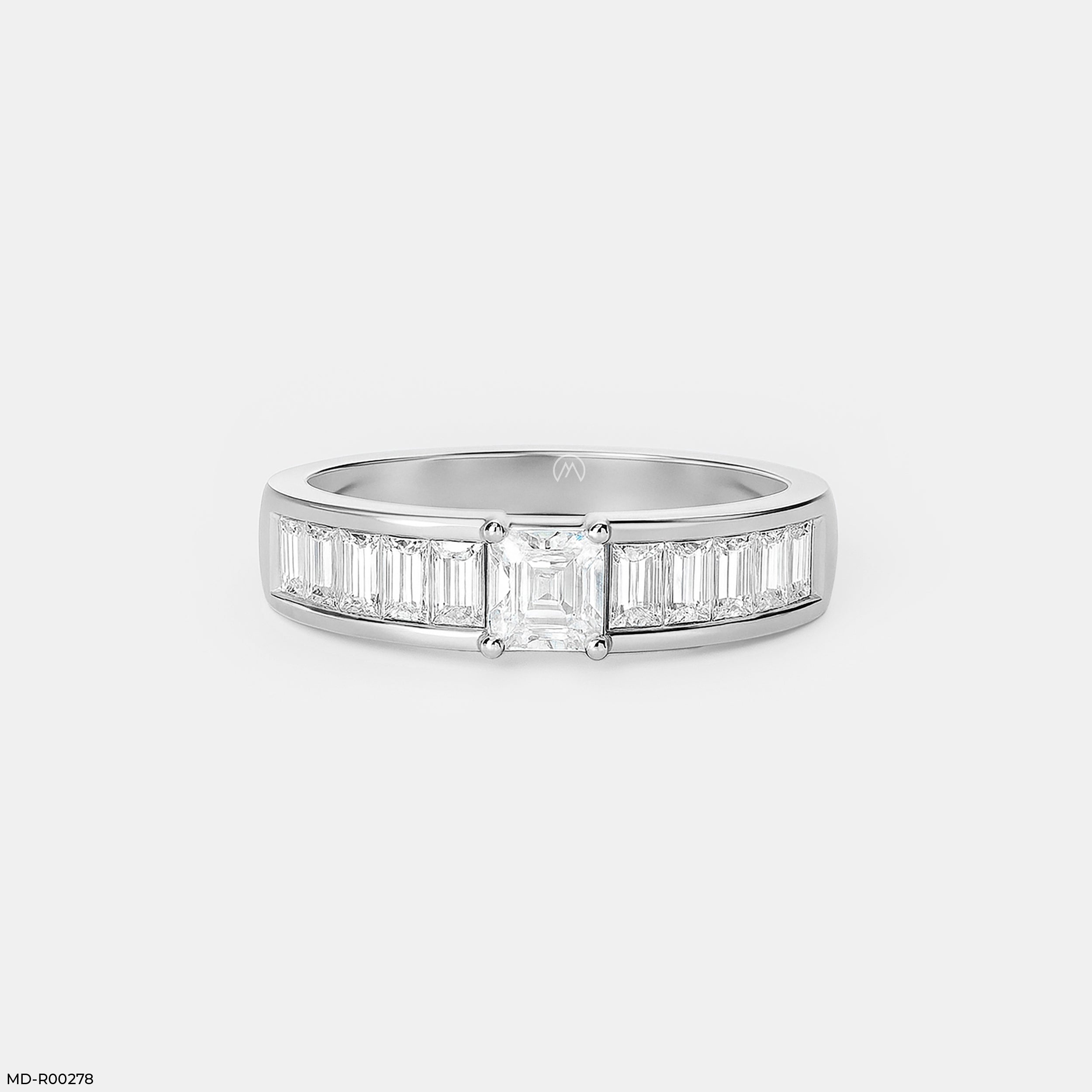 Emerald Cut Diamond Ring 9K Yellow Gold