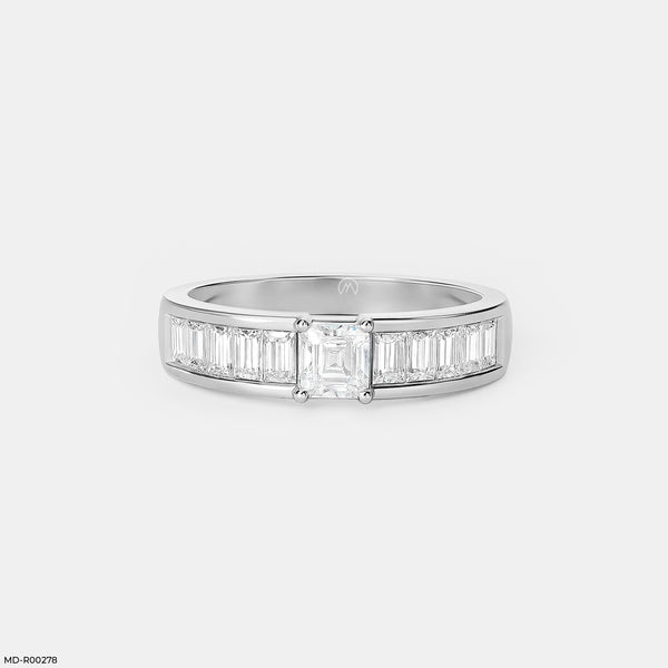 Emerald Cut Diamond Ring Platinum 950