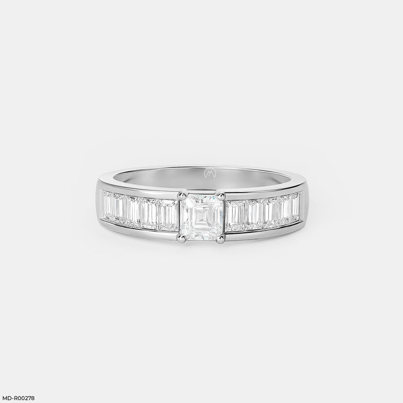 Emerald Cut Diamond Ring 14K White Gold