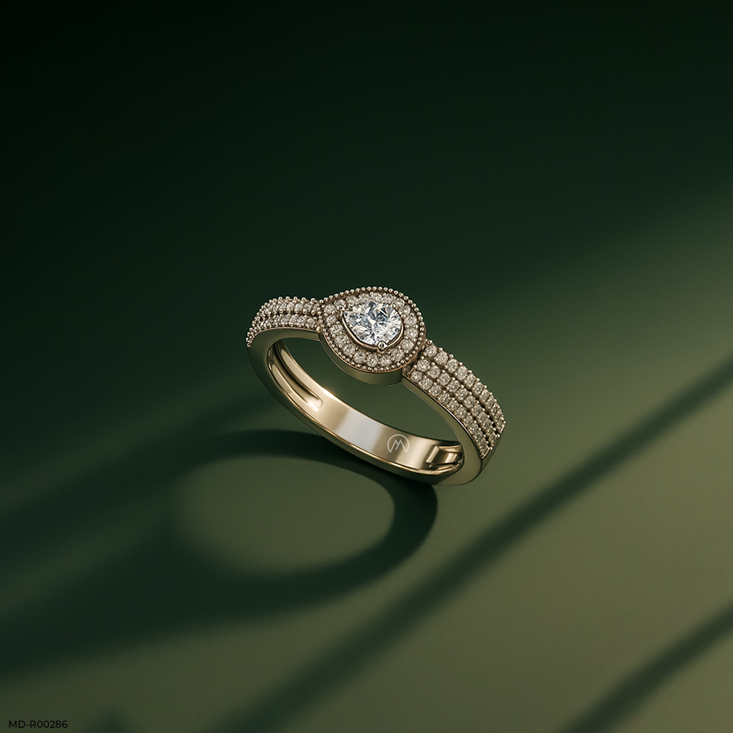 Pear-shaped Diamond Halo Ring 14K Rose Gold