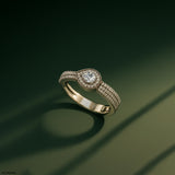 Pear-shaped Diamond Halo Ring 14K Yellow Gold