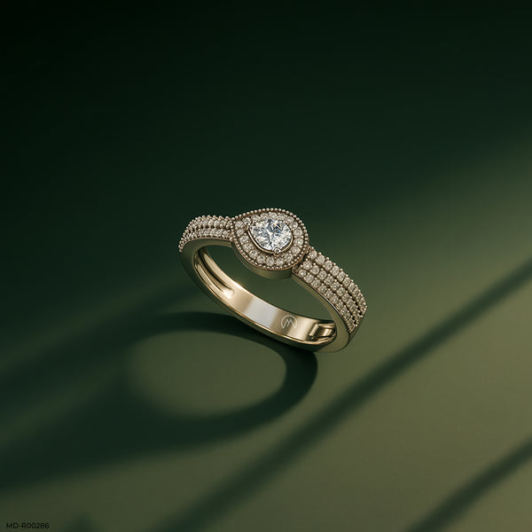 Pear-shaped Diamond Halo Ring 14K Yellow Gold