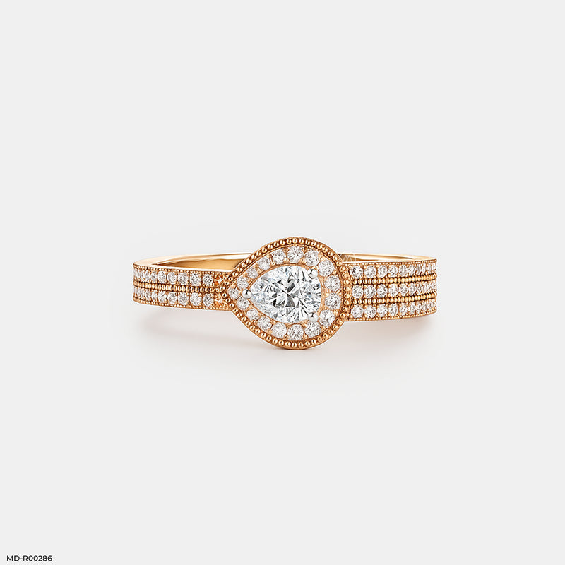 Pear-shaped Diamond Halo Ring 14K Yellow Gold