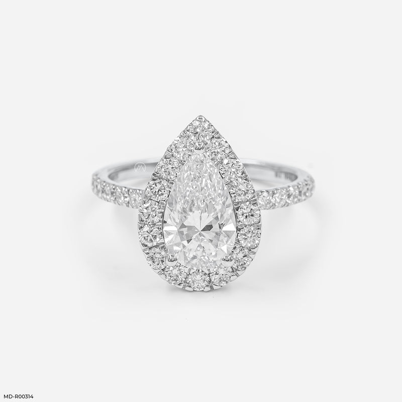 Solitaire Halo Lab Diamond Ring 14K Rose Gold
