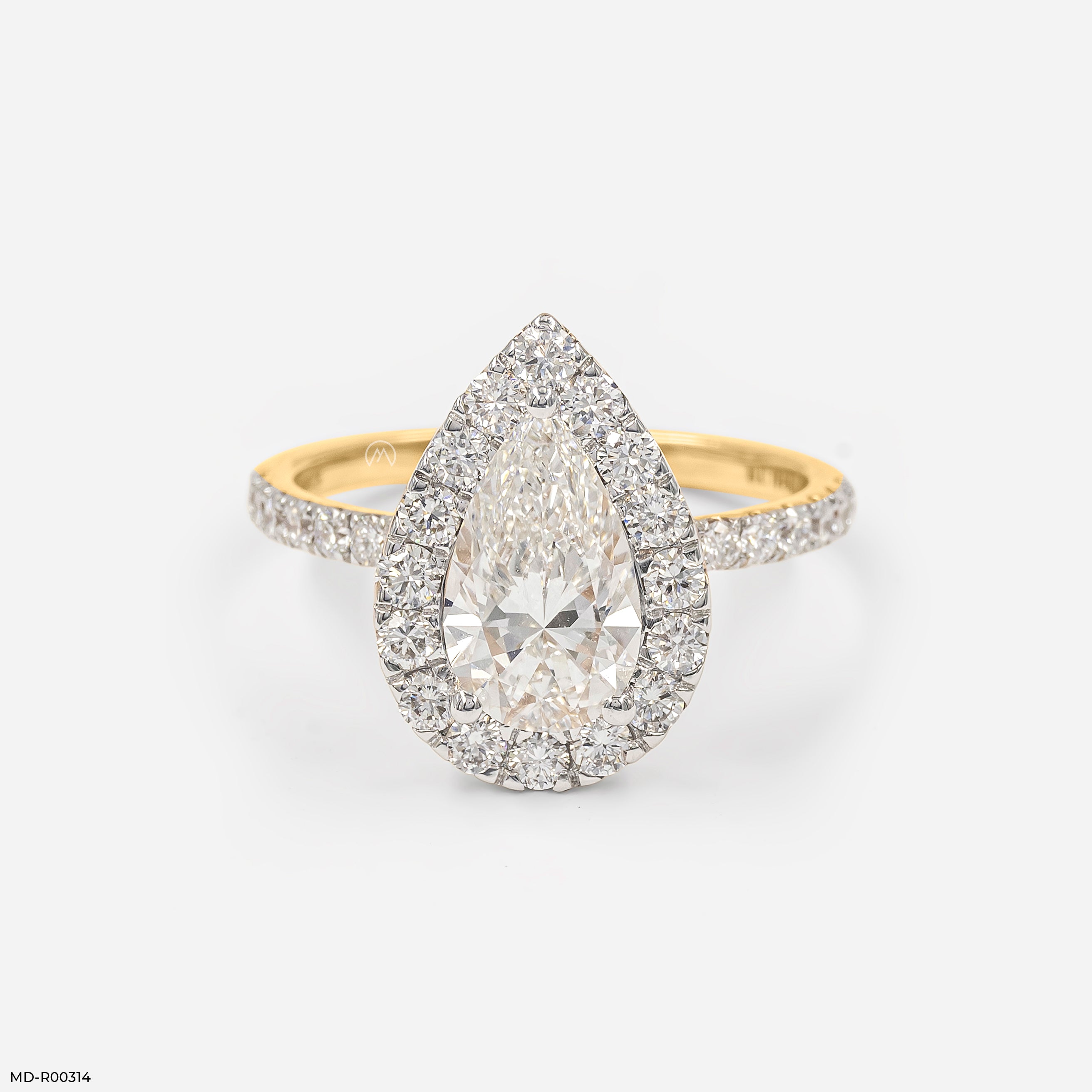 1.5 Carat Pear Solitaire Halo Lab Diamond Ring