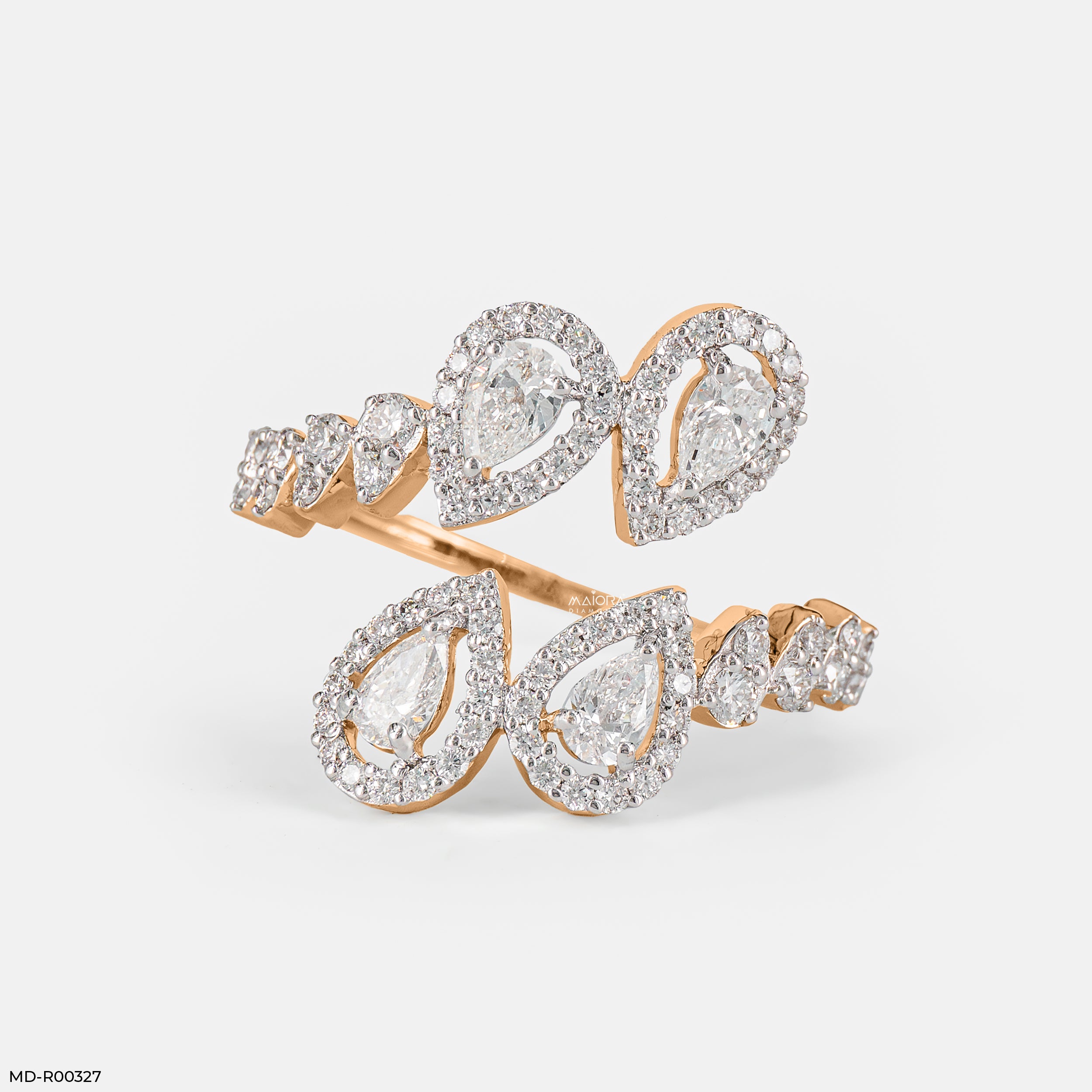 The Twin Cascade Ring 9K Yellow Gold