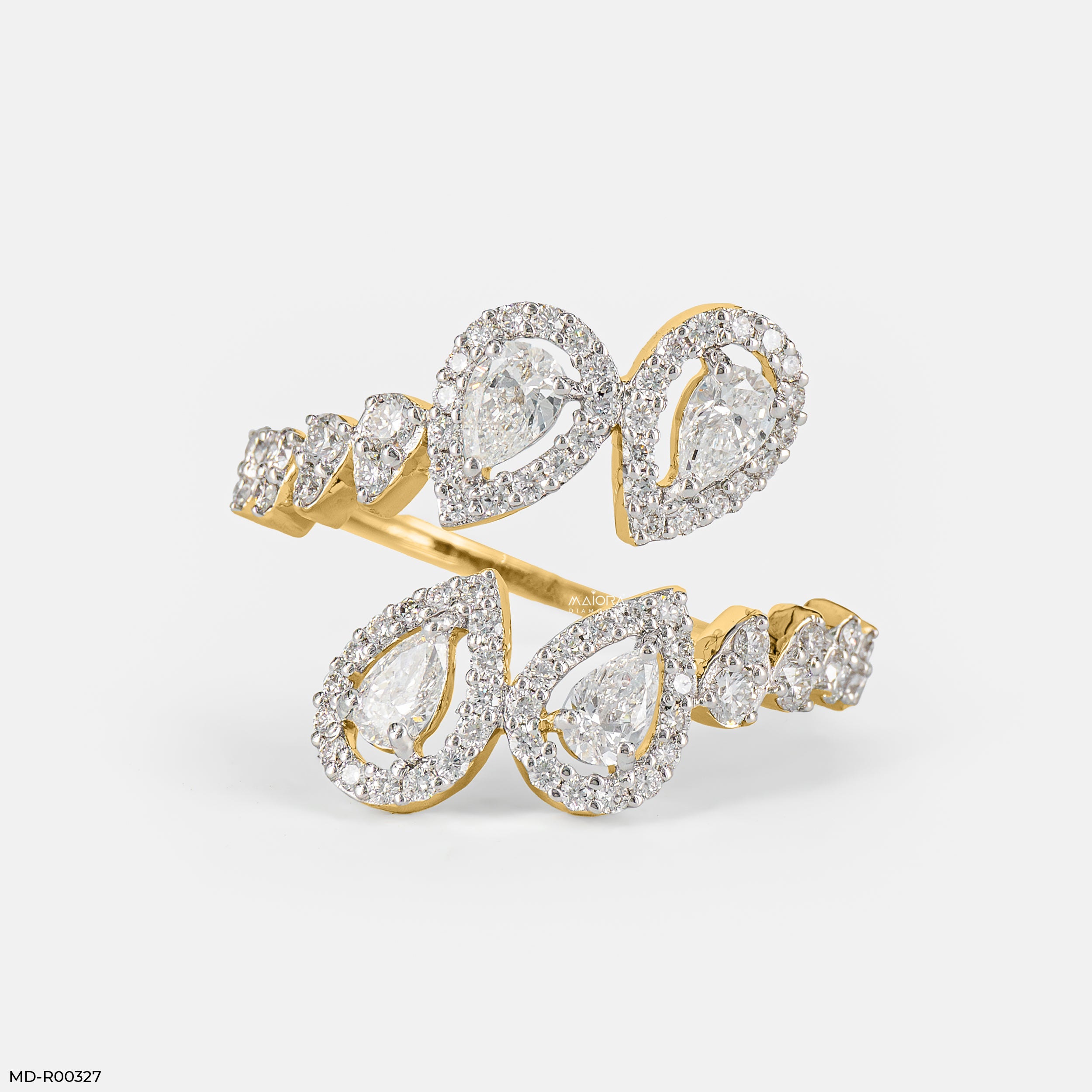 The Twin Cascade Ring 9K Yellow Gold