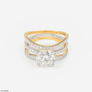 2.69 Carat Round Solitaire Trinity Lab Diamond Ring 14K Yellow Gold