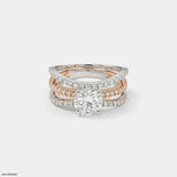 1.5 Carat Round Solitaire Trinity Lab Diamond Ring 14K Rose Gold