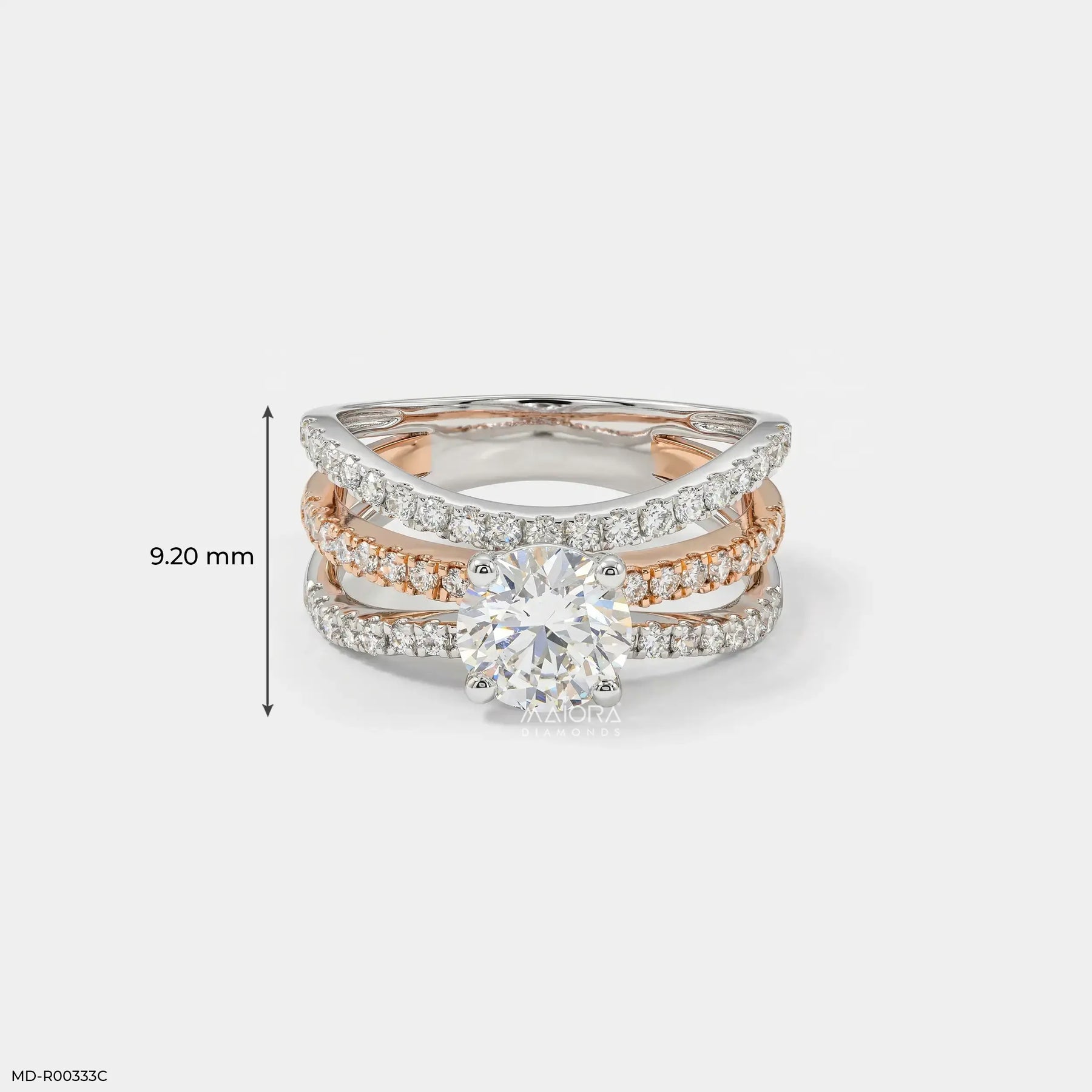 1.5 Carat Round Solitaire Trinity Lab Diamond Ring 14K Rose Gold