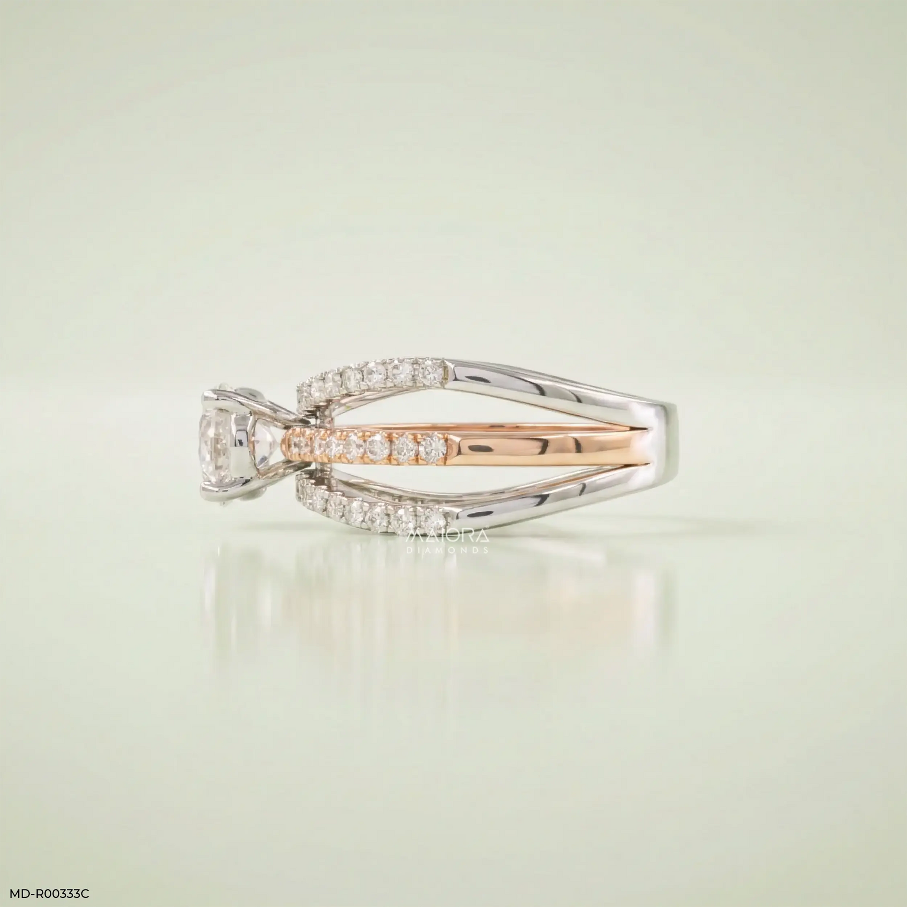 1.5 Carat Round Solitaire Trinity Lab Diamond Ring 14K Rose Gold