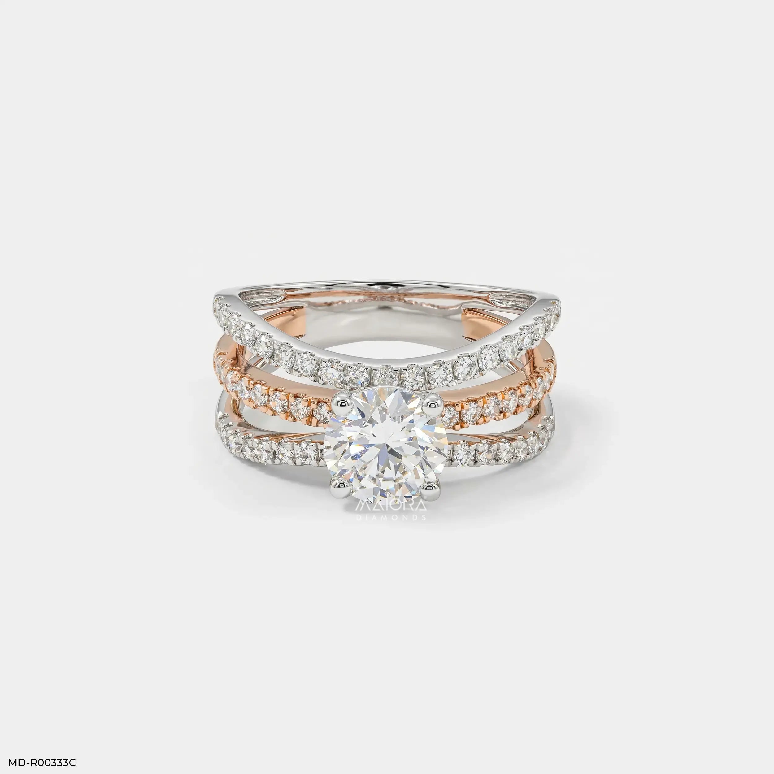 1.5 Carat Round Solitaire Trinity Lab Diamond Ring