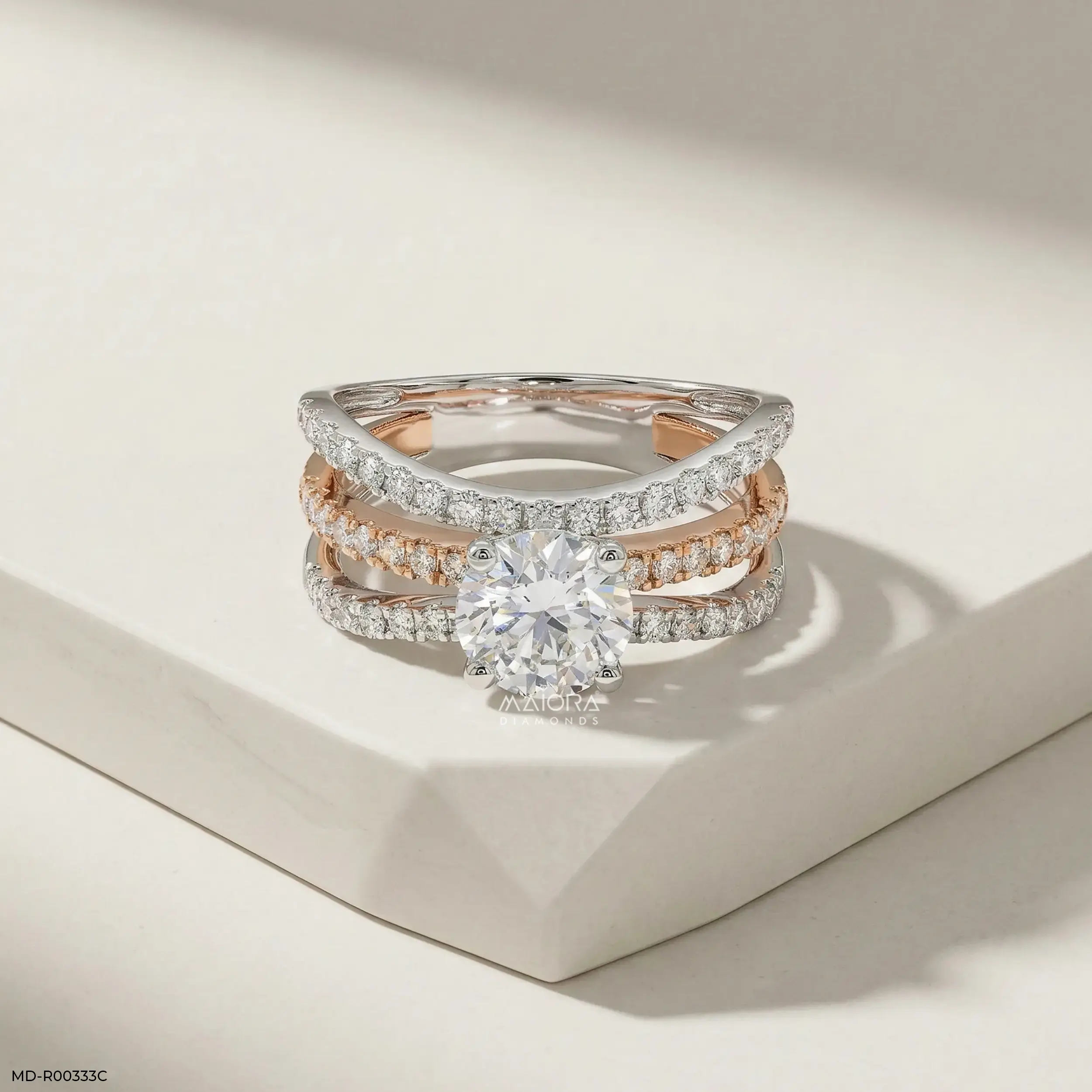 1.5 Carat Round Solitaire Trinity Lab Diamond Ring