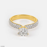 Micropave Solitaire Diamond Ring 14K Yellow Gold