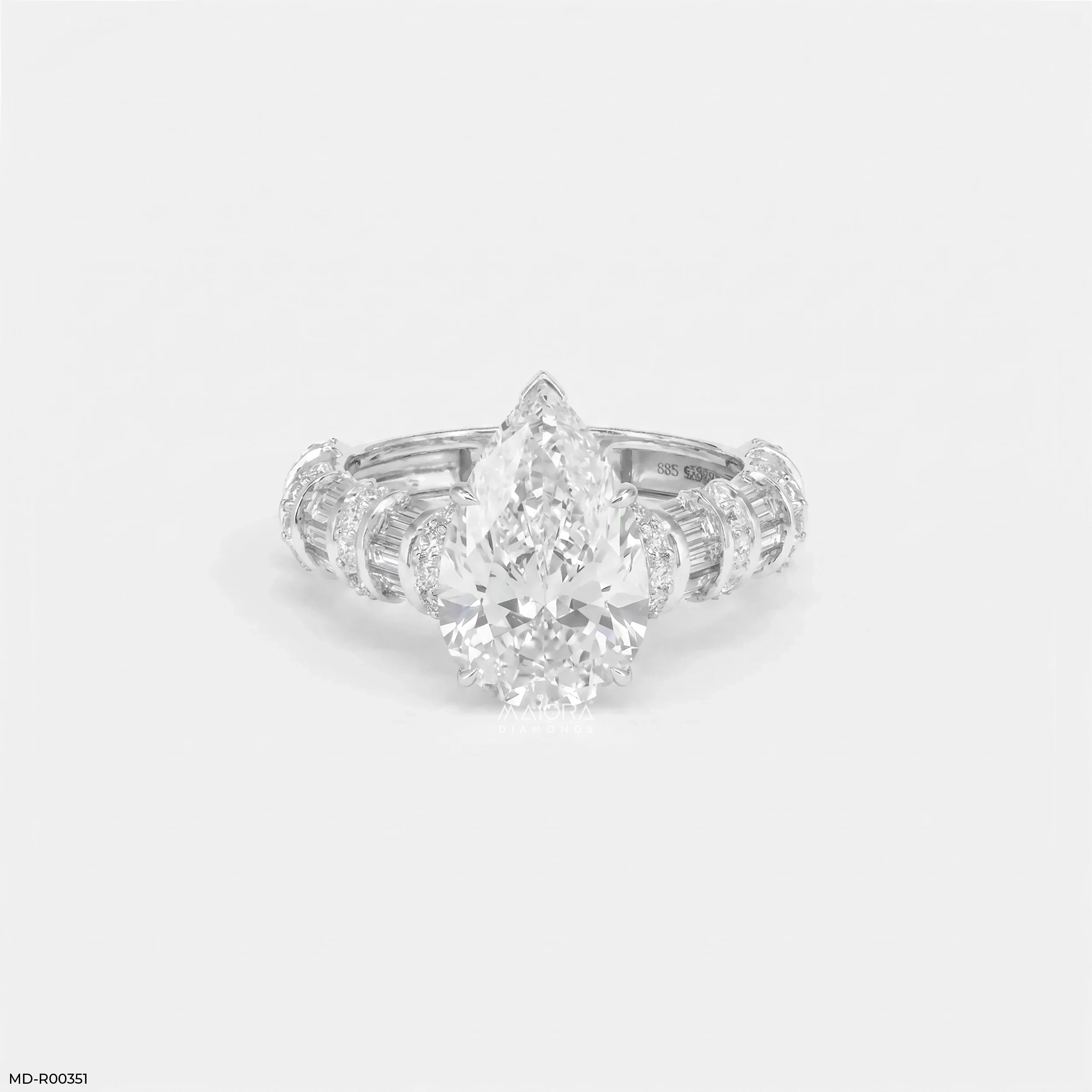 Empire Pear Solitaire Diamond Ring 9K Rose Gold