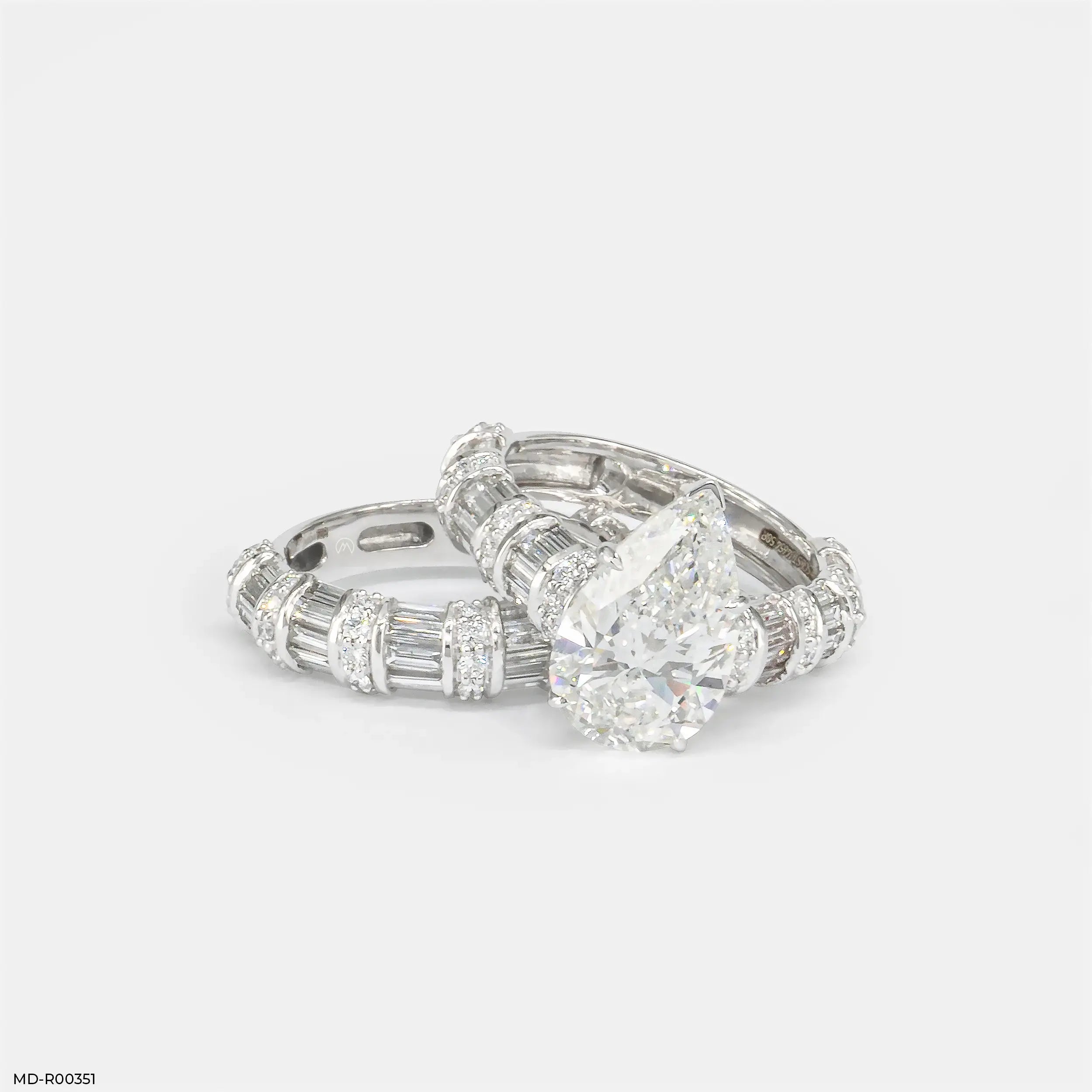 Empire Pear Solitaire Diamond Ring 9K White Gold