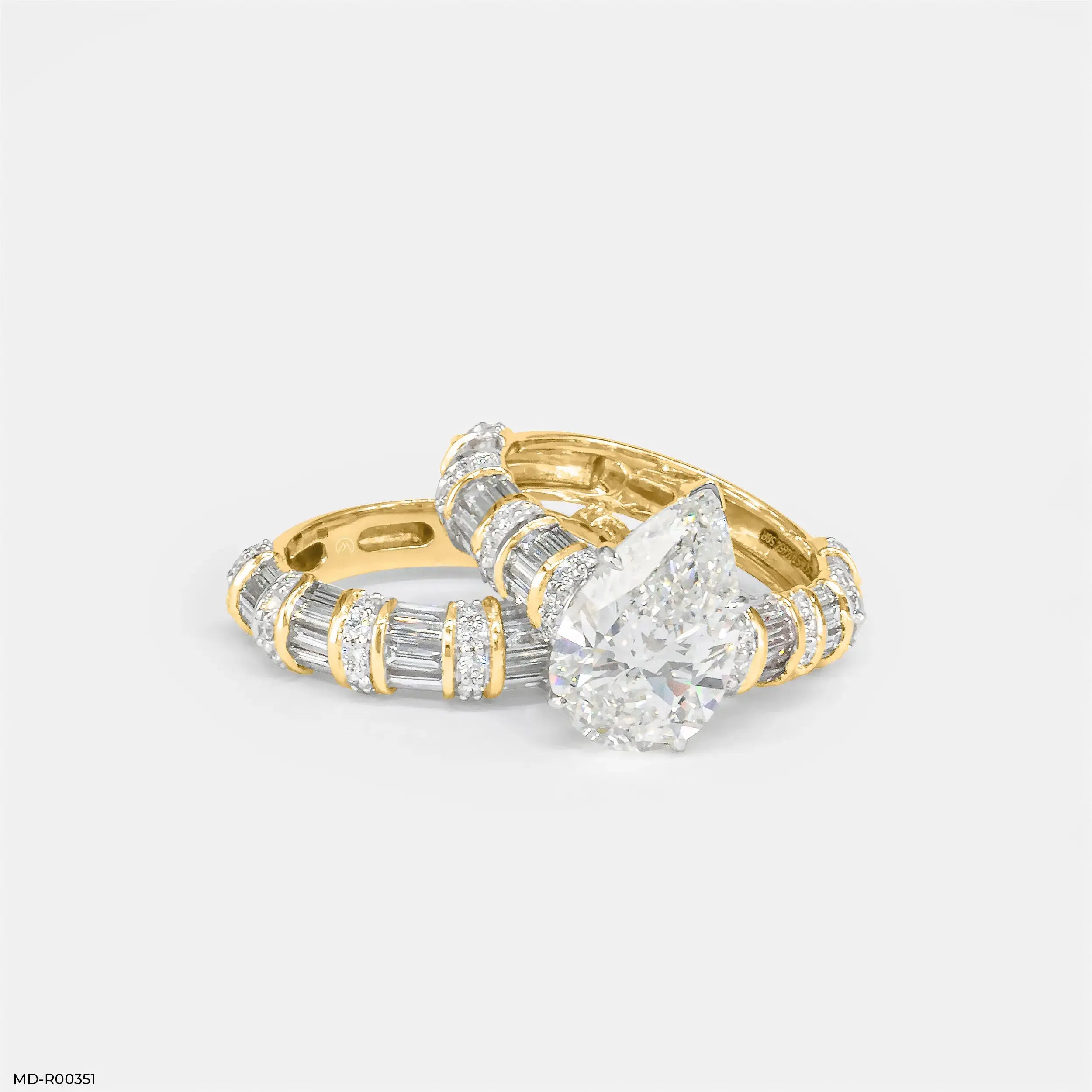 Empire Pear Solitaire Diamond Ring 9K Yellow Gold