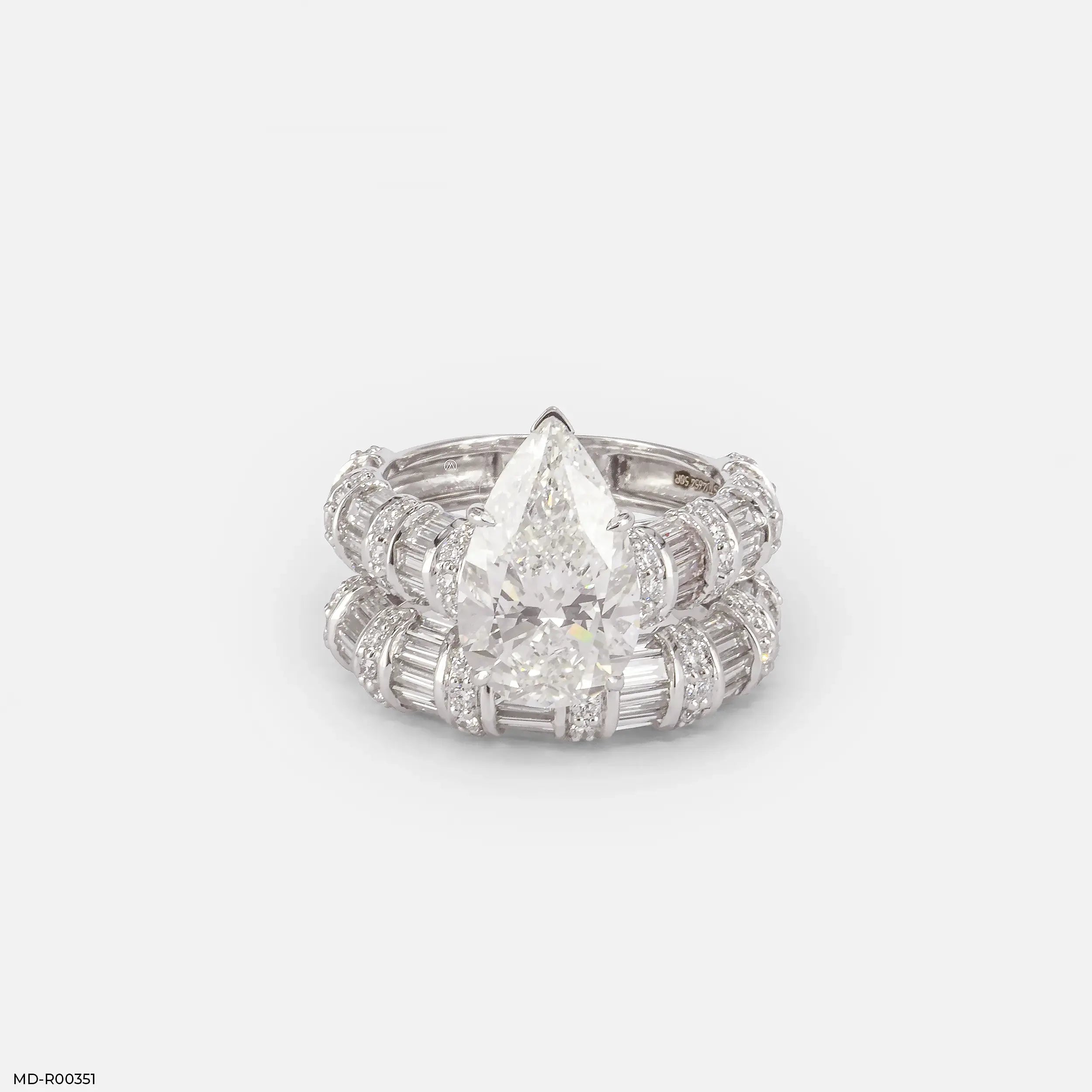 Empire Pear Solitaire Diamond Ring Platinum 950