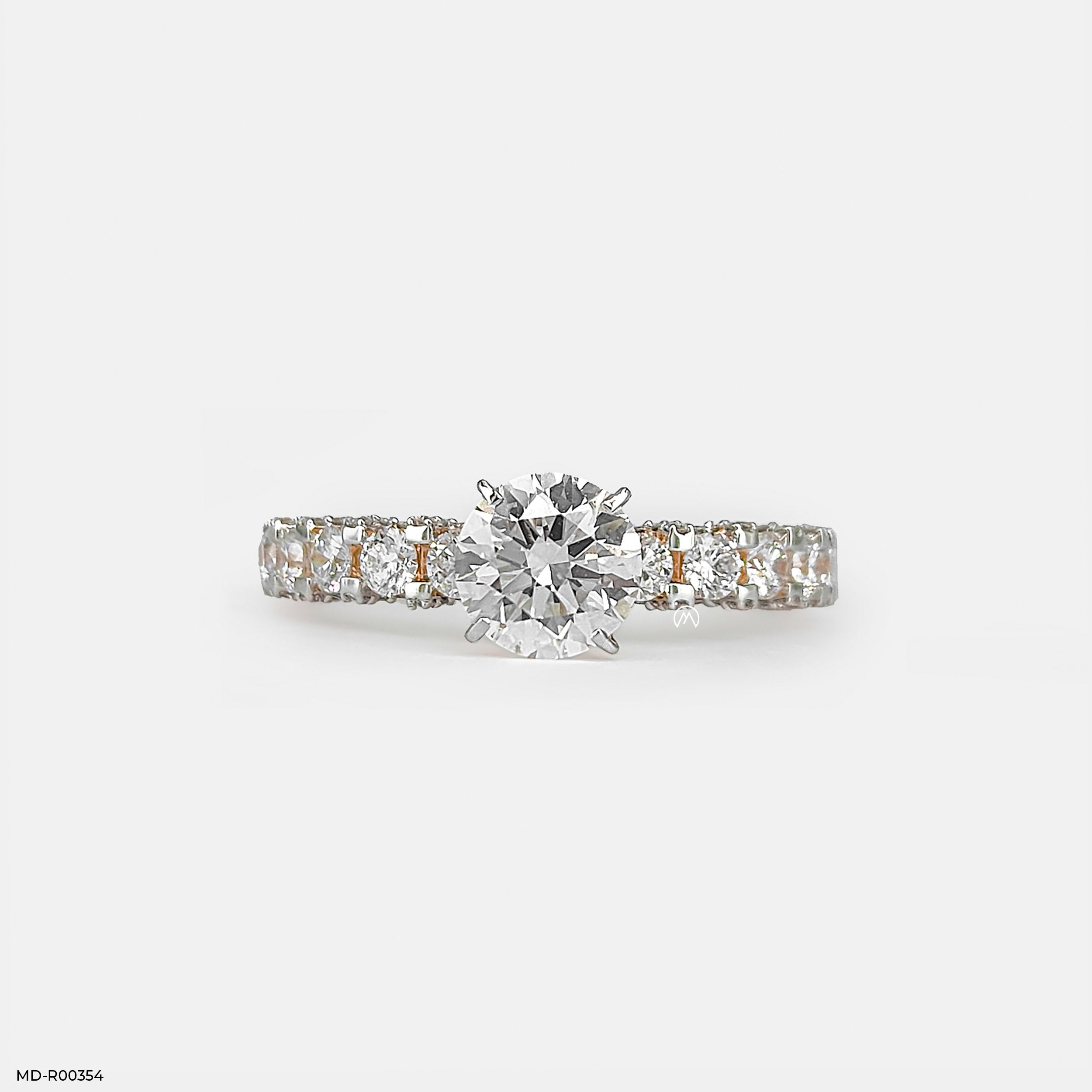 1 Carat Round Classic Side Diamond Ring 9K Rose Gold