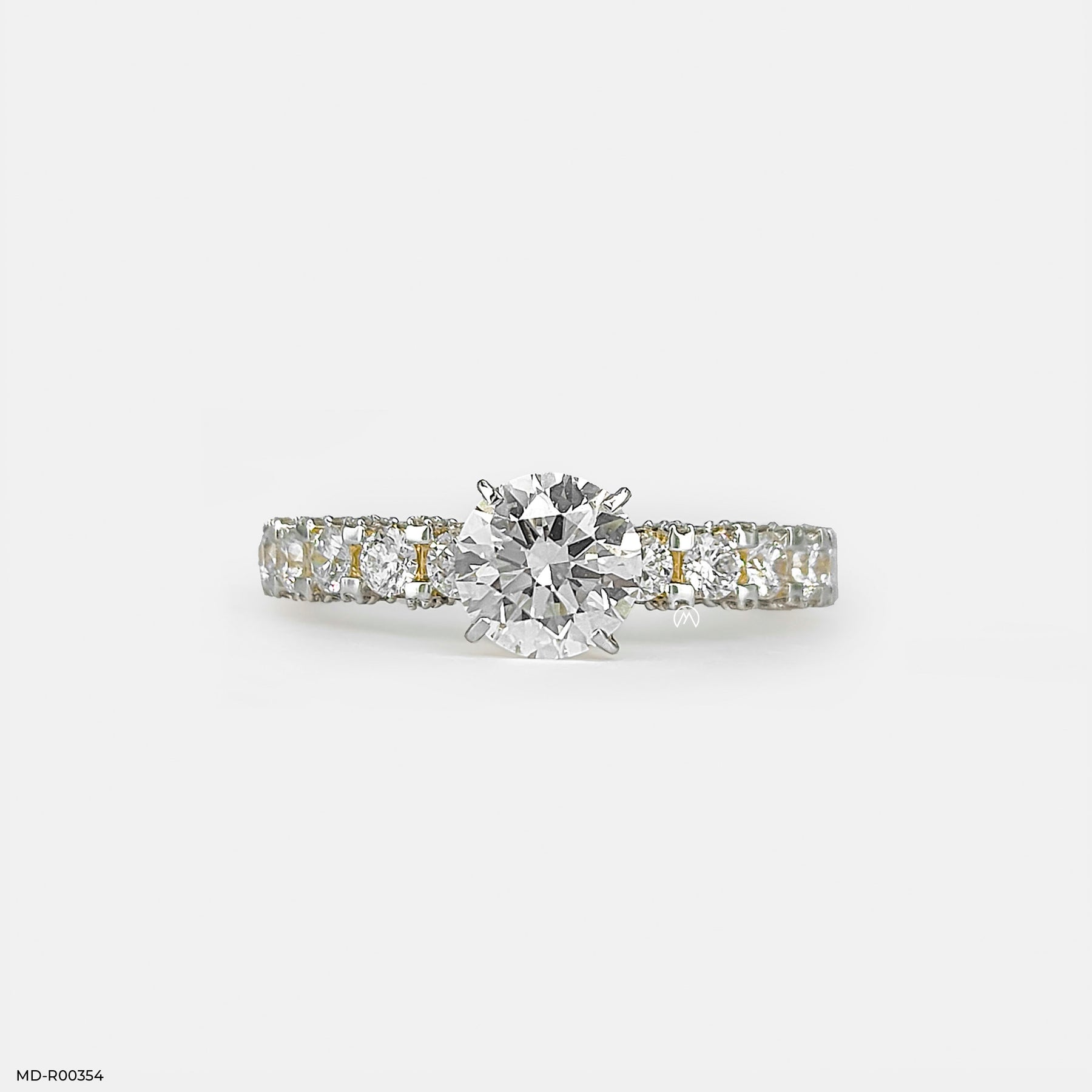 1 Carat Round Classic Side Diamond Ring 9K Yellow Gold
