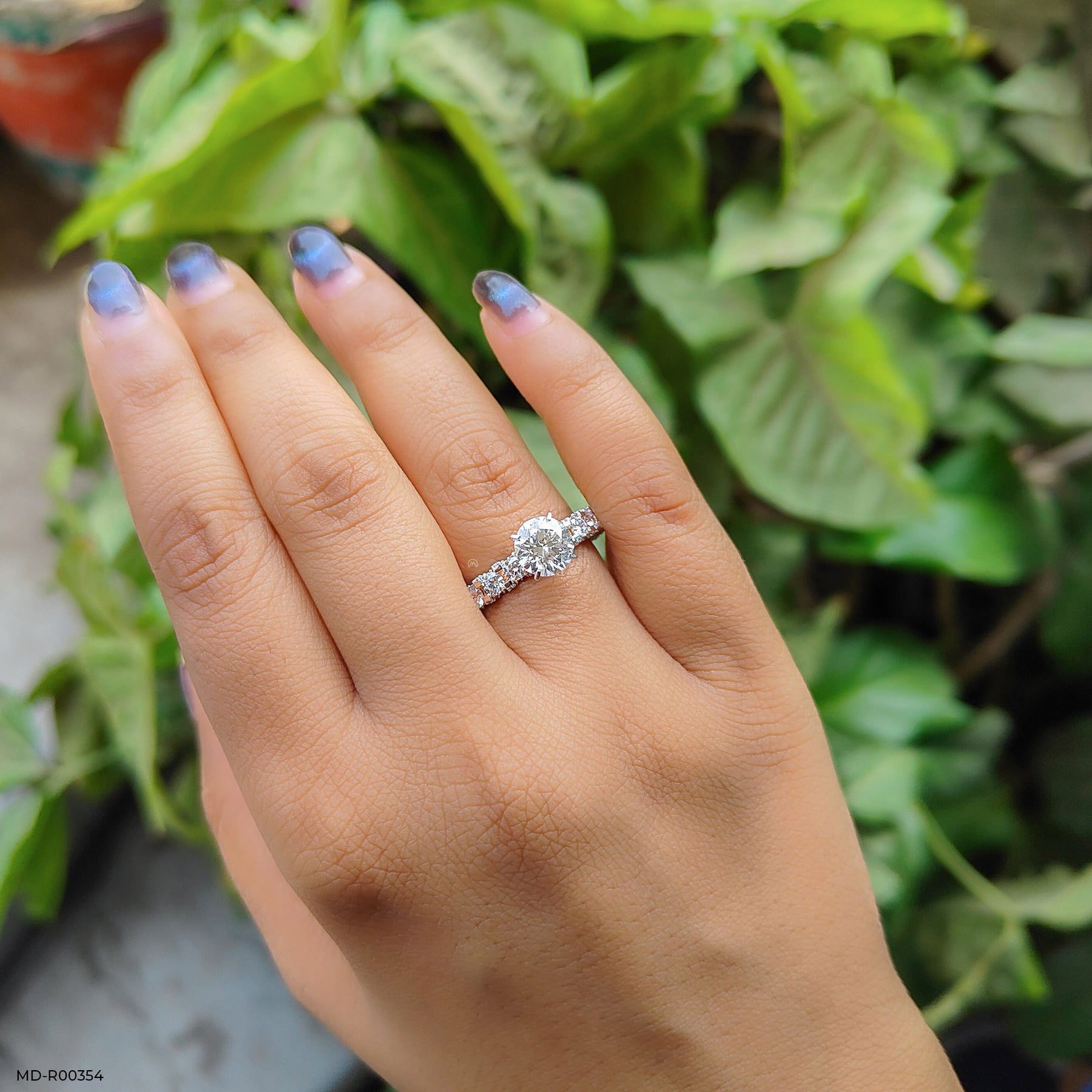 1 Carat Round Classic Side Lab Diamond Ring 14K Rose Gold