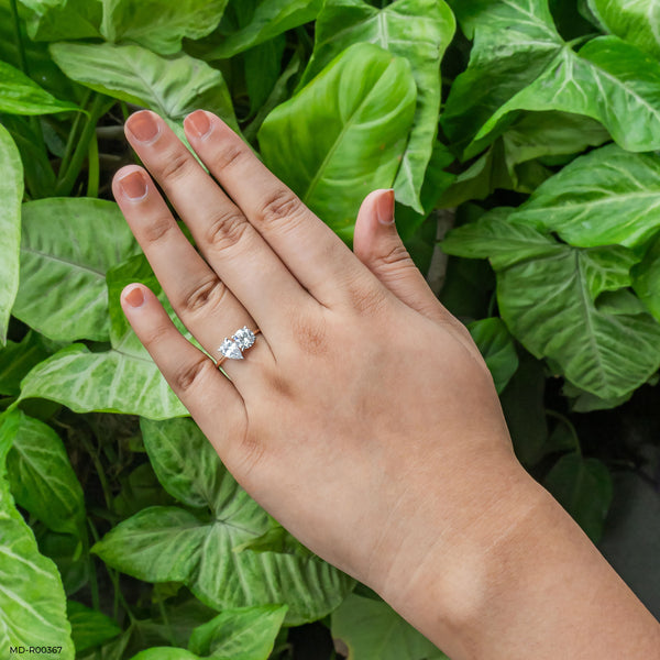 Solitaire Round and Pear Engagement Ring 14K Rose Gold