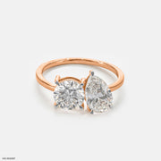 2 Carat Toi Et Moi Solitaire Ring 14K Rose Gold