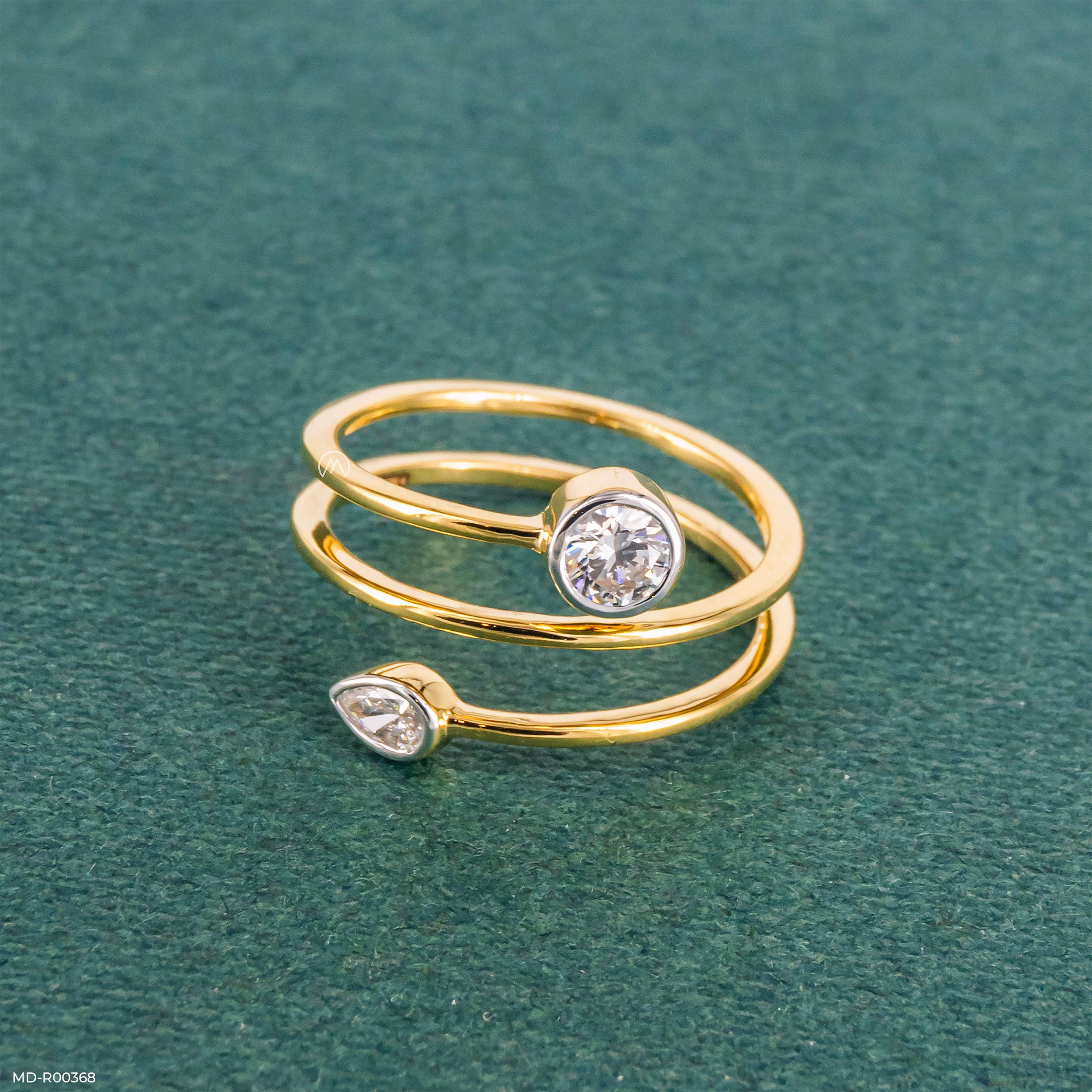Princess Luxury Pave Rings 9K Yellow Gold