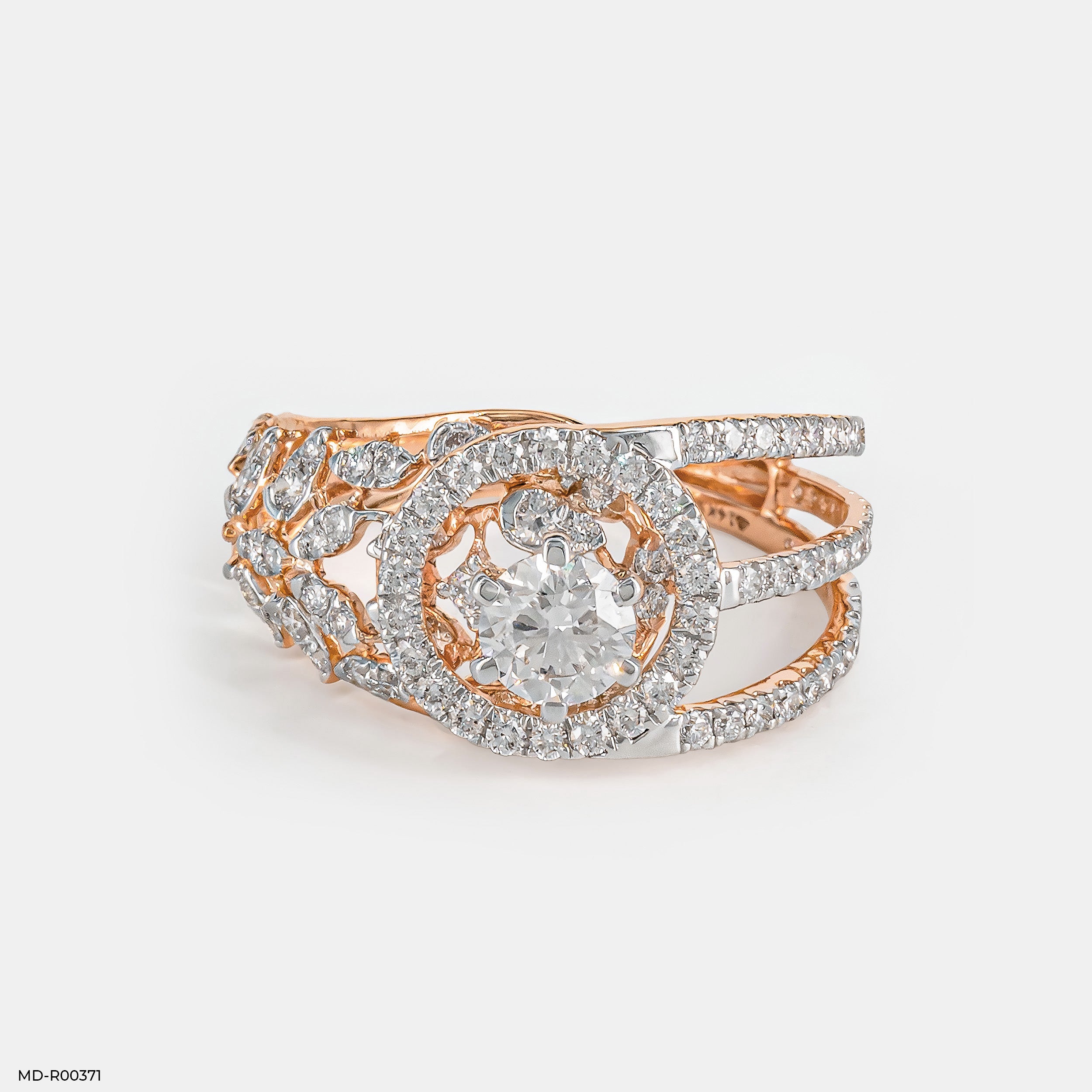 1.75 Carat Floral Cocktail Lab Diamond Ring 14K Rose Gold
