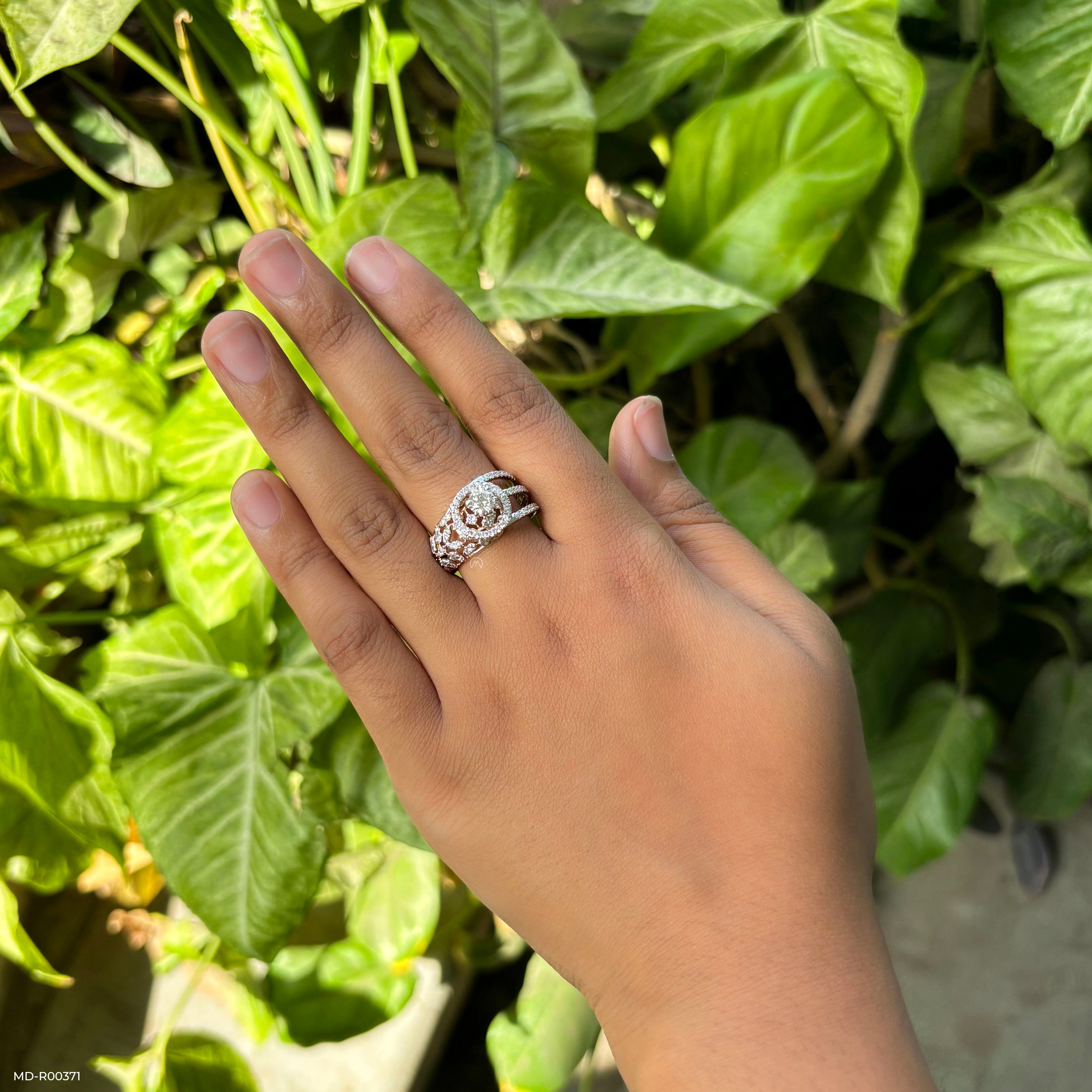 1.75 Carat Floral Cocktail Lab Diamond Ring 14K Rose Gold