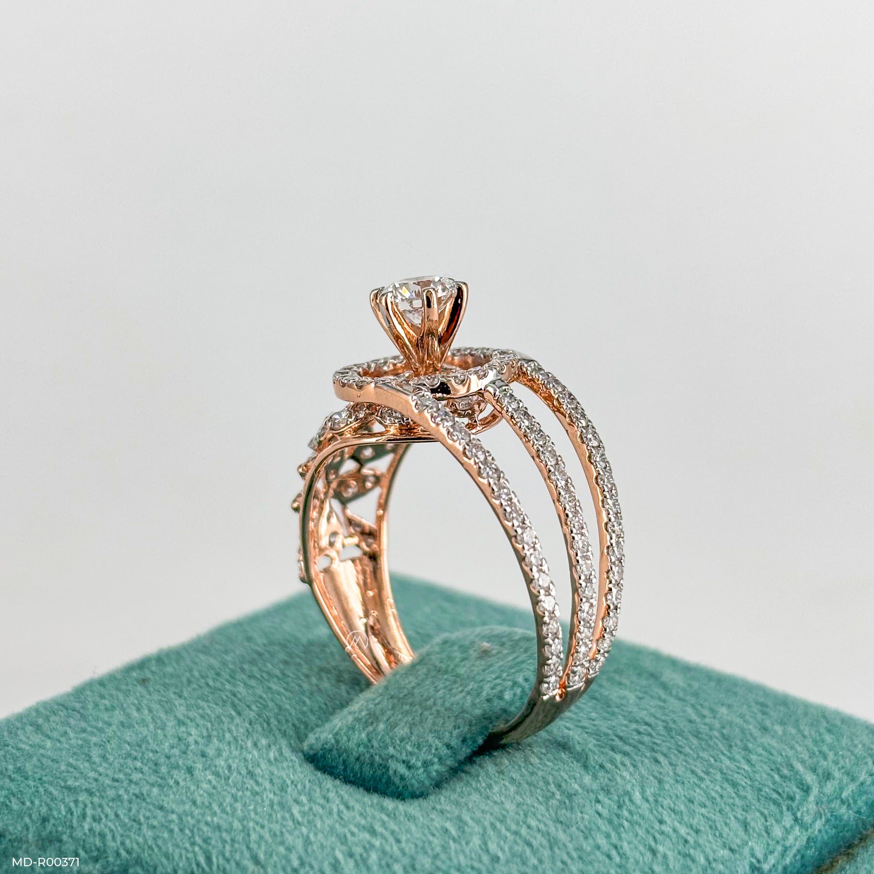 0.50 Carat Floral Cocktail Lab Diamond Ring 14K Rose Gold